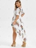 Plus Size Floral Print Bell Sleeve High Low Maxi Dress - 4x
