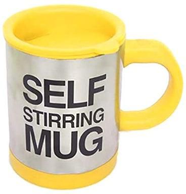Stainless Steel Self Stirring Coffee Mug Yellow/Silver/Black