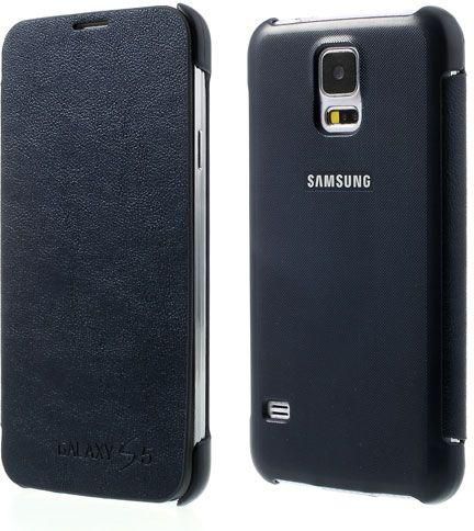 Folio Leather Flip Cover & Screen Guard for Samsung Galaxy S5 G900 [Dark Blue]