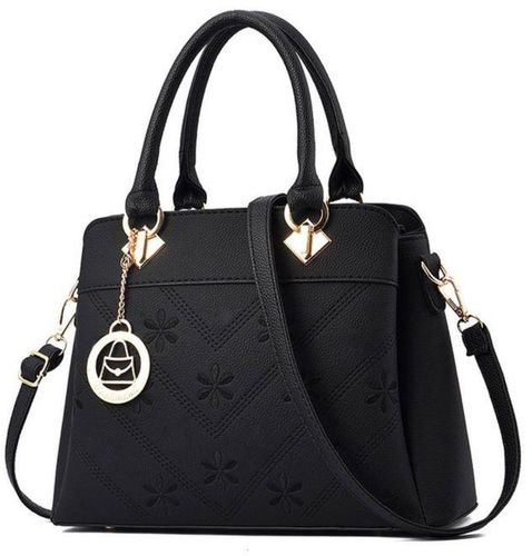 Capacity Tote PU Leather Women Designer Lady Handbag - Black