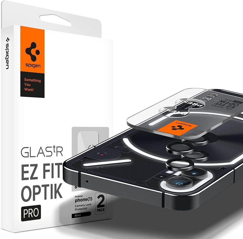 Spigen GlasTR EZ Fit Optik Pro Camera Lens Screen Protector Designed For Nothing Phone (1) Black - 2 PACK
